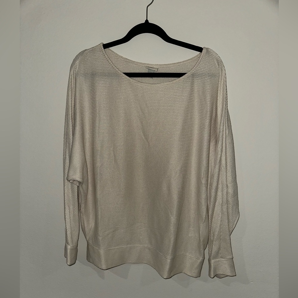 Cream colored long sleeve shirt, great for work or casual. Size large.